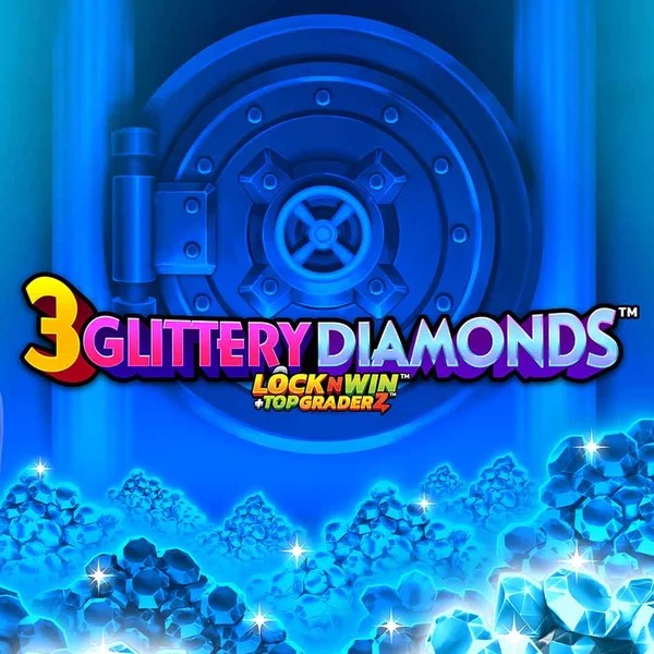 3 Glittery Diamonds slot logo by PearFiction Studios at Casinova Casino