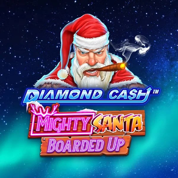 Diamond Cash Mighty Santa Boarded Up by Greentube, showcased at casinovacasinoo.com – game logo