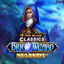Fire Blaze Blue Wizard Megaways slot logo by Rarestone Gaming at Casinova Casino